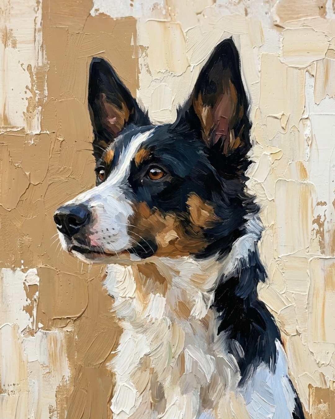 Portrait d'animal personnalisé Impasto doré imprimé sur toile encadrée