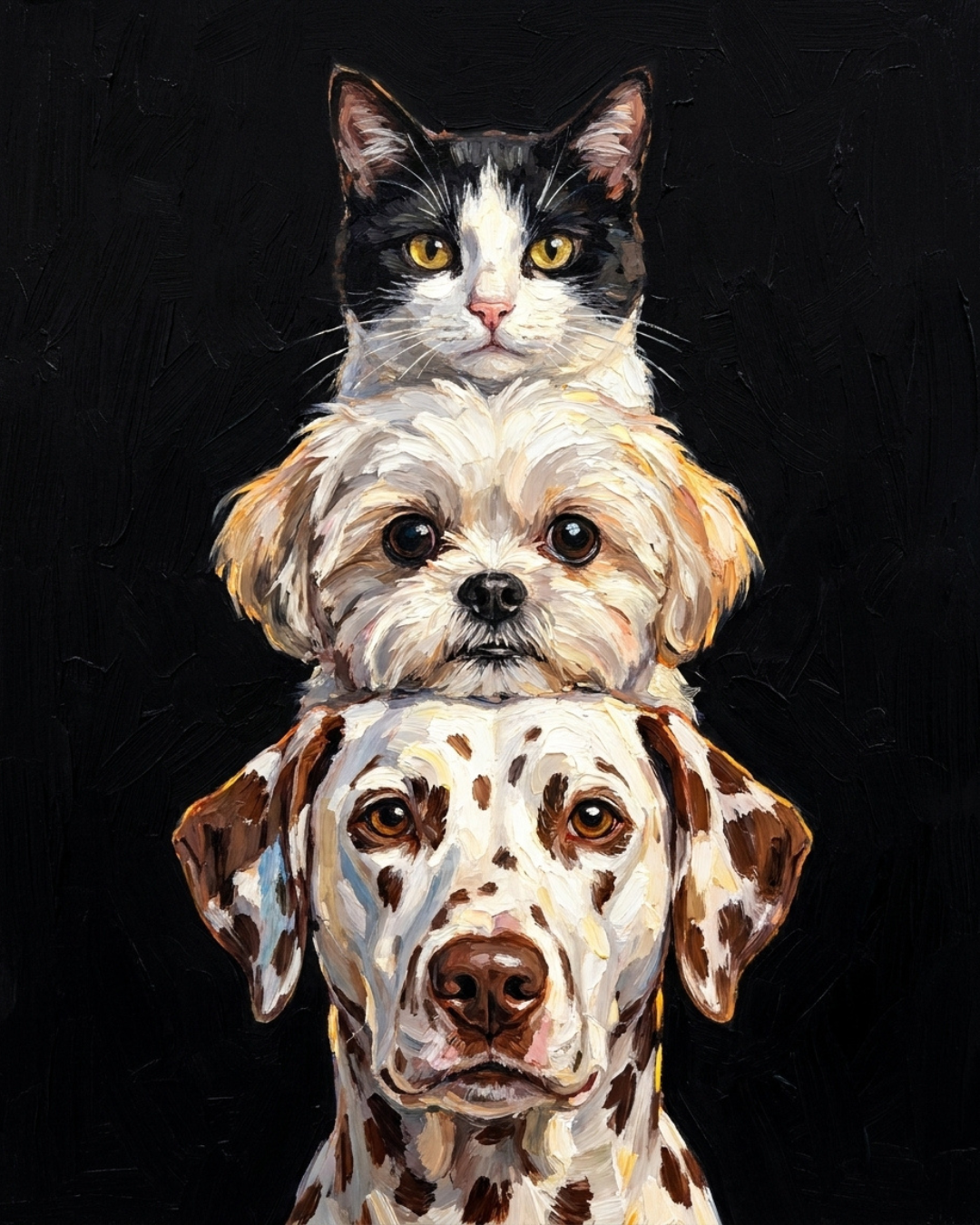 Portrait d'animal personnalisé La pile imprimé sur toile encadrée